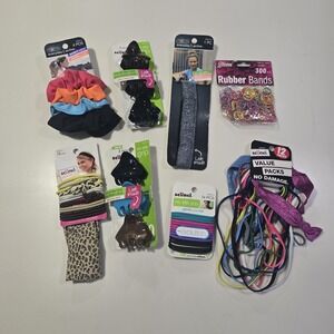 SCUNCI Hair Accessory Bundle Hair Ties And Clips Lot Of 8